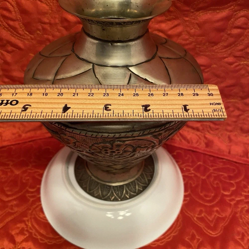 Vintage Middle East Handmade‎  Engraved Brass Vase / Urn